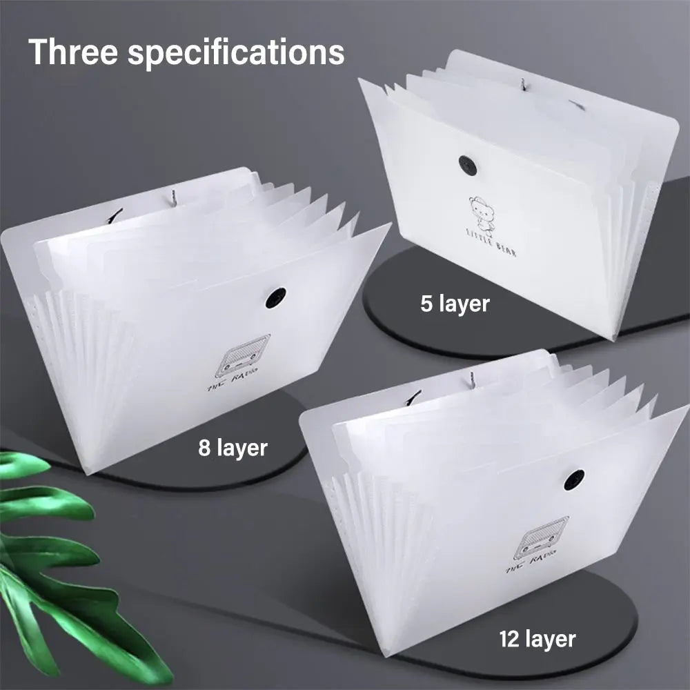 A4 5/8/12 Pockets File Folder Test Paper Storage Folder Waterproof File Organizer Classified Large Capacity Portfolio Organizer