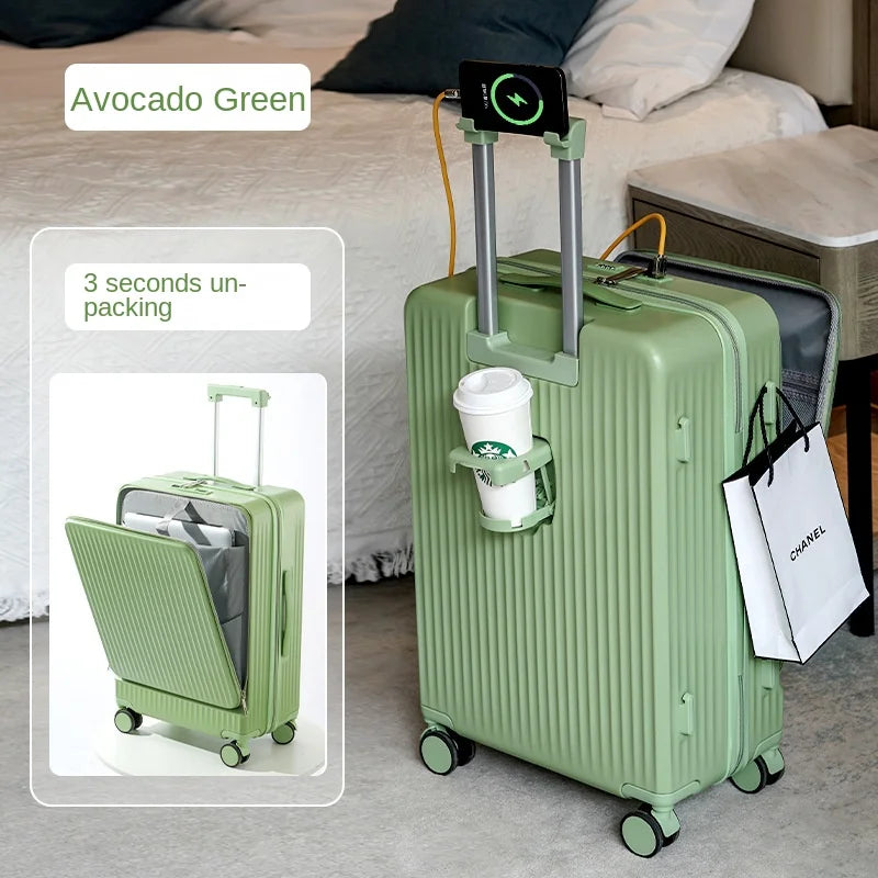 Middle Size Luggage 20 22 24 26 Inch Front Opening Men's and Women's Multifunctional Password Lock Travel Suitcases with Wheels.