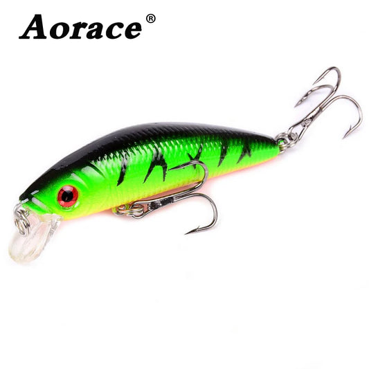 Aorace Minnow Fishing Lure 70mm 8g 3D Eyes Crankbait wobbler Искусственная пластиковая жесткая приманка рыболовные снасти