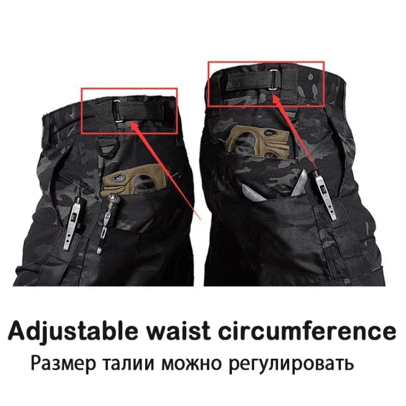 Black Camo Cargo Pants Outdoor Multi-pocket Ripstop Waterproof Trousers Male Autumn Wear-resistant Training Fishing Work Pant