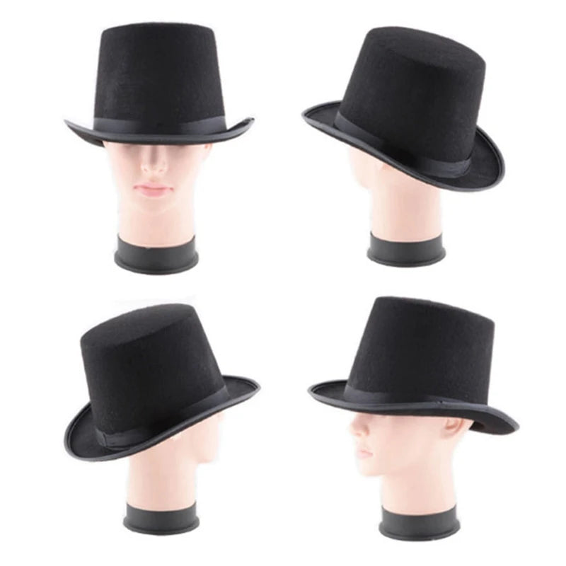 Top Hat for Adult/Children Cylinder Hat Mad Hatter Party Costume Fedora Magician Hat for Carnival Rave Party