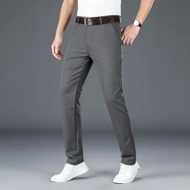 2024 Men's Spring Summer Fashion Business Casual Long Pants Suit Pants Male Elastic Straight Formal Trousers Plus Big Size 30-40