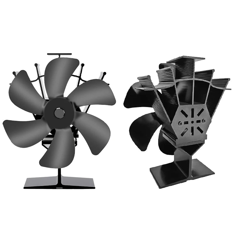 Heat Powered Stove Fan Eco Quiet Black 6 Blades Log Wood Burner Fireplace Fan Winter Warmer Home Efficient Heat Distribution