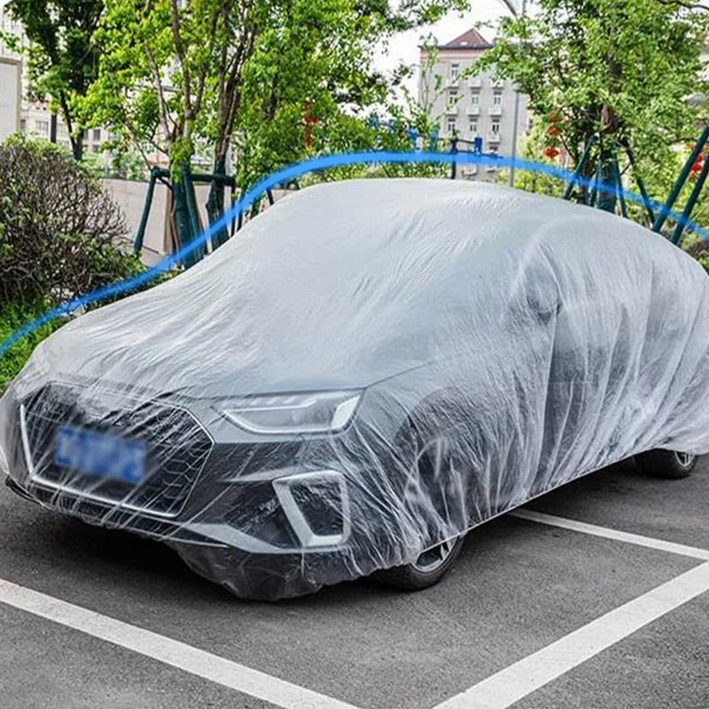 SEAMETAL Disposable Car Cover Indoor Dustproof PEVA Car Cover Transparent Soft Scratch-Free Auto Exterior Protector Universal