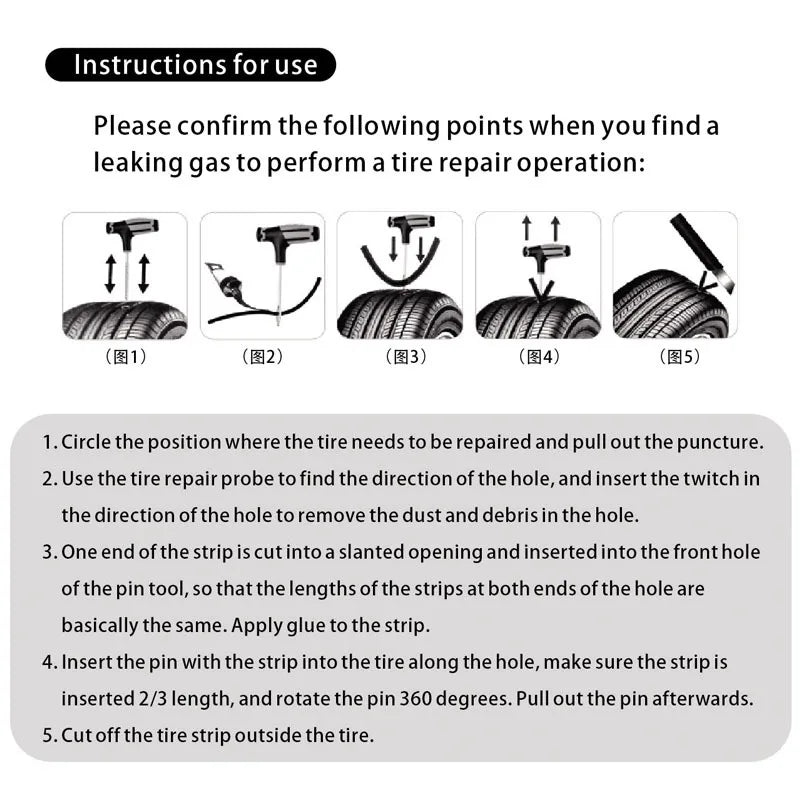 Car Tire Repair Kit Puncture Plug Tools Tyre Puncture Emergency for Tire Strips Stirring Glue Repair Tool Kit