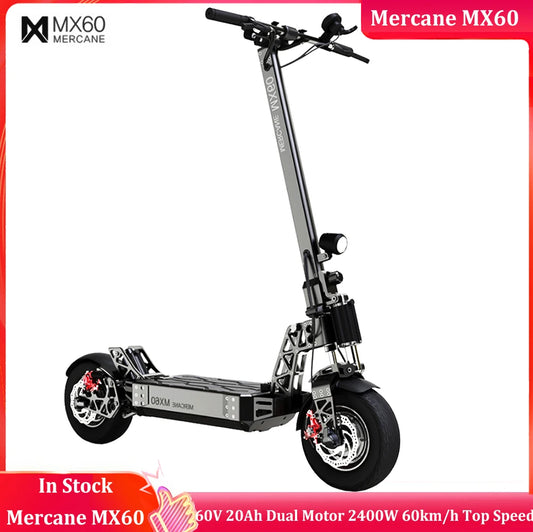 Новый умный электрический скутер Mercane MX60 2400 Вт, скорость 60 км/ч, запас хода 100 км, двойной привод, складная доска для скейтборда