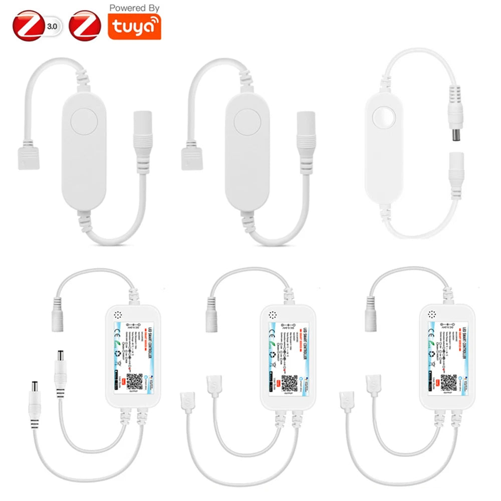 وحدة تحكم ذكية Zigbee 3.0 LED DC12V 24V 5050 3528 RGB/RGBWW/RGBCCT/COB شريط إضاءة LED باهت لـ 2MQTT/Tuya/Alexa/Google