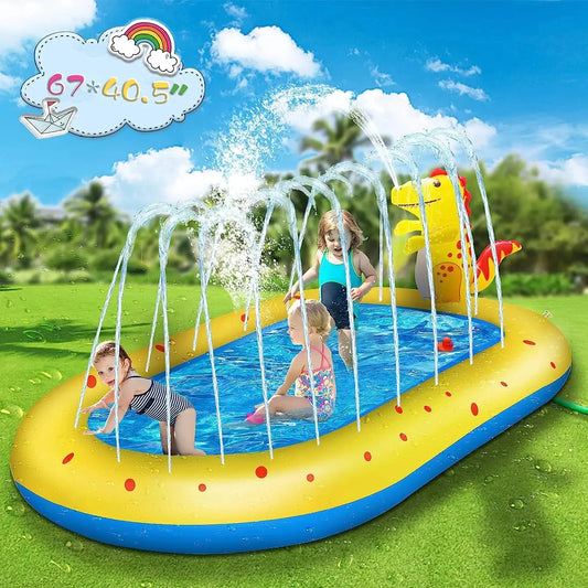 Inflatable Children Swimming Pool for Kids Summer Dinosaur Sprinkler Kiddie Pool Backyard Splash Pad Outdoor Water Toys