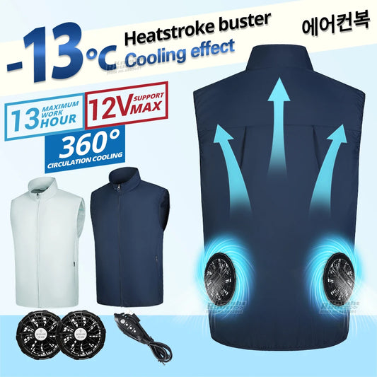 2024 Cool Vest Wearable Cooling Fan Vest Air-conditioned Clothes Hiking Cooling 13 Hours for High Temperature Work Fishing Vest