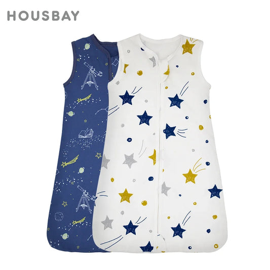 Baby Sleeping Bag Summer Thin Baby Sleepsack Kids Sleepwear Anti-Kick Blanket 3-18Months Stars Sky Cartoon Print 100% Cotton