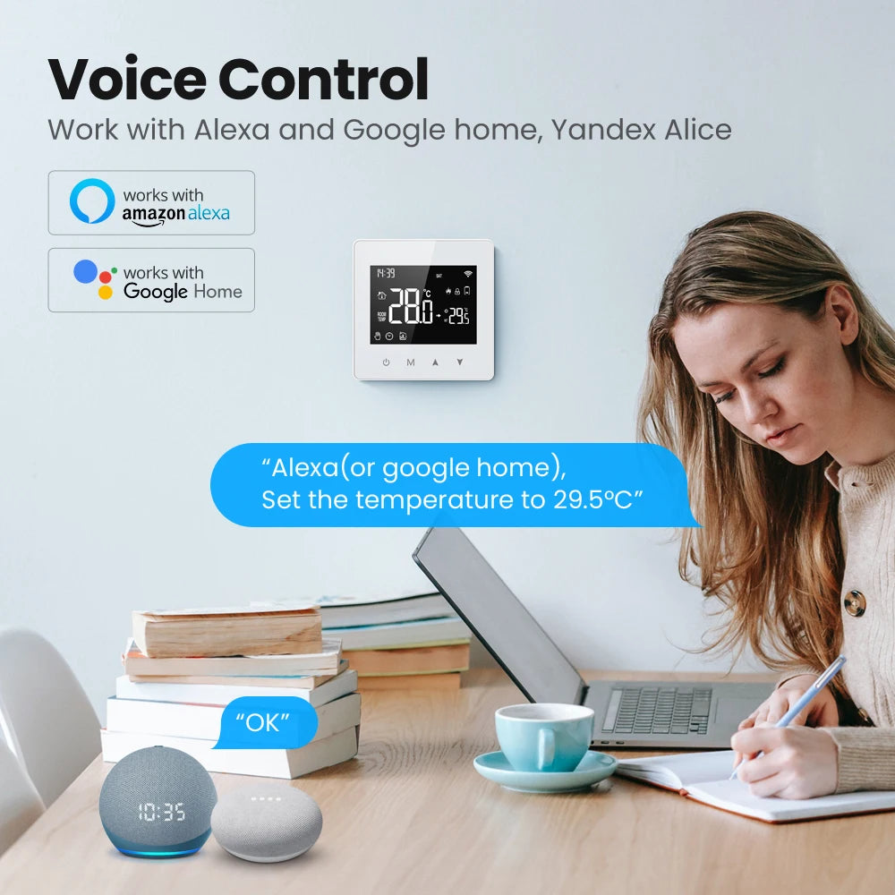 منظم حرارة AVATTO Tuya WiFi Zigbee للمنزل الذكي يعمل بالبطارية للتحكم في درجة الحرارة لغلاية الغاز ويعمل مع Alexa وGoogle home