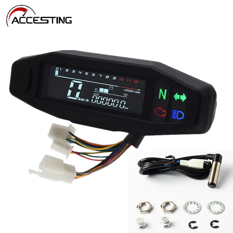 New Motorcycle Speedometer Oil Gauge Tachometer Universal Digital Meters Instrument Cluster Turn Signal Light Indicator