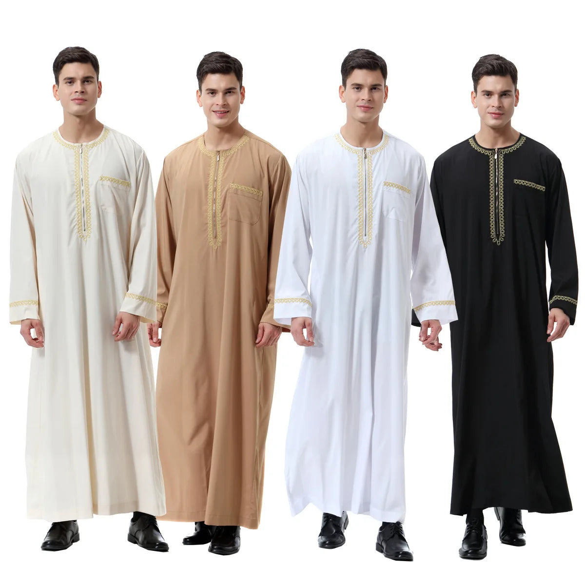 Muslim Islamic Clothing Men's Arab Robe Arab Vintage Long Sleeve Men Thobe Robe Loose Dubai Saudi Arab Kaftan Men Clothing