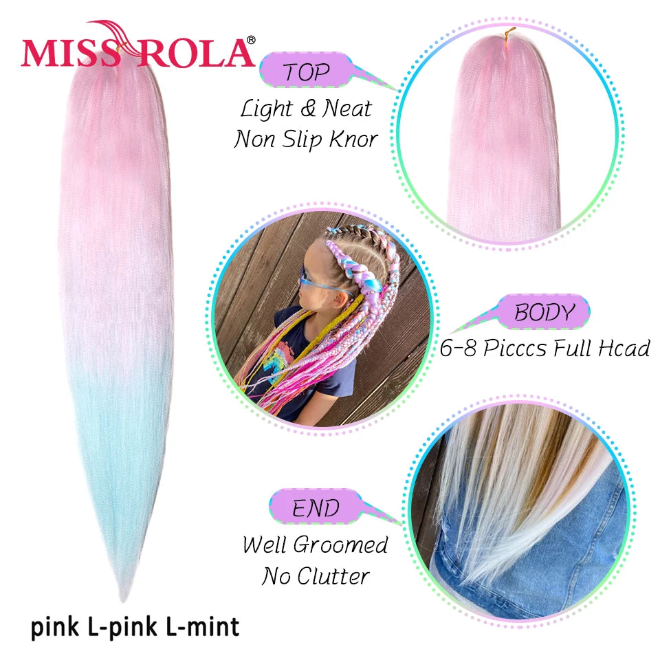 Miss Rola Synthetic Wholesale Bulk 5 Pieces 24 Inch 100g Stretched Jumbo Braiding Hair Kanekalon Pink Twist Braid Hair Extension