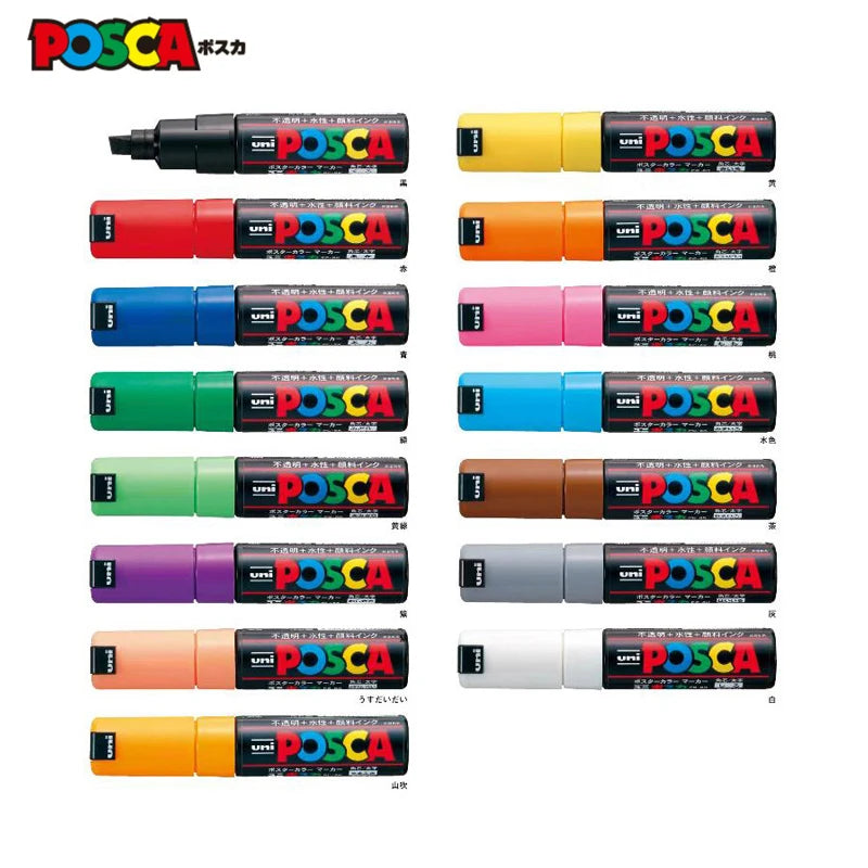 1pcs Uni Posca Marker Pen PC-8K Colores Acrylic 8mm Graffiti Permanent Paint Advertisement POP Poster ручки Drawing Art Supplies