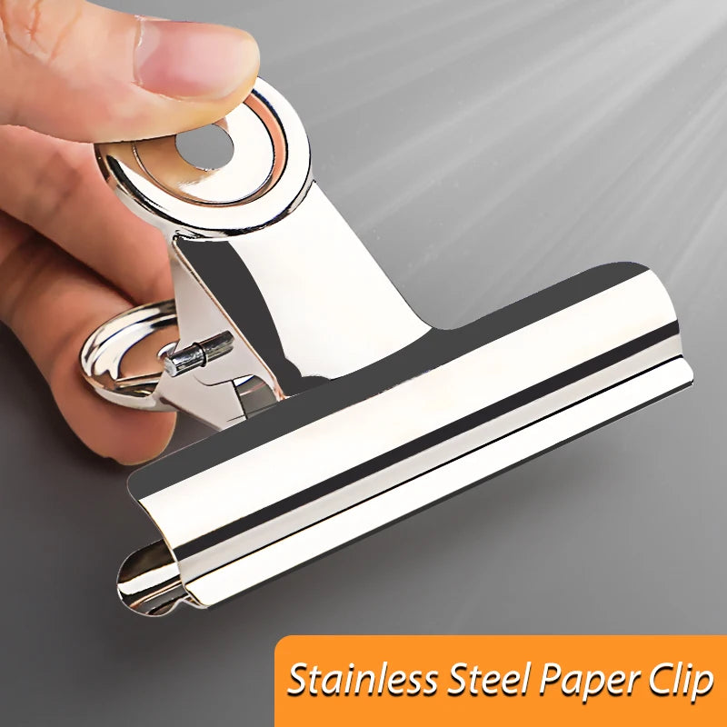 Stainless Steel Multi-functional Metal Clamp Paper Clips Strong Binder School Office Household Stationery Supplies