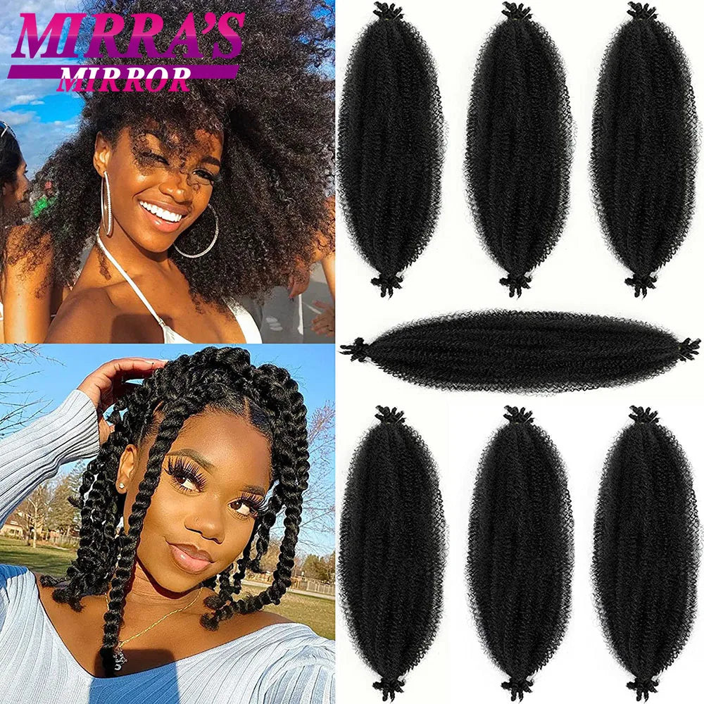 Springy Afro Twist Hair 16/24/28Inch Synthetic Pre-Separated Afro Kinky Twist Crochet Hair Extension For Faux Locs Marley Braids