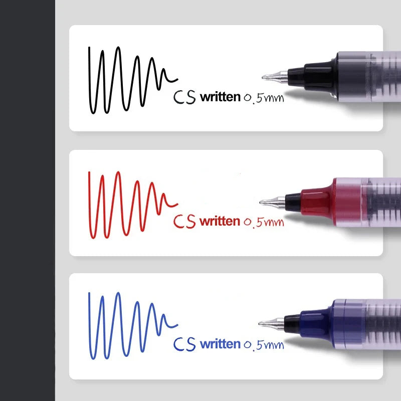 12 шт. шариковых ручек с тонким наконечником 0,5 мм, черные шариковые ручки с жидкими чернилами