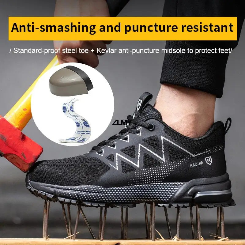 Anti-stab Safety Shoes Men Steel Toe Shoes Puncture Proof Breathable Work Safety Boots Man Construction Work Shoes Male Sneakers