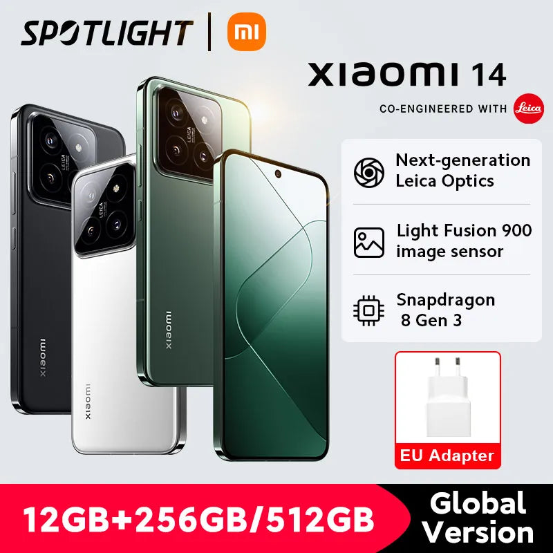 World Premiere Xiaomi 14 Smartphone Global Version RAM 12GB ROM 256GB 512GB Snapdragon 8 Gen 3 Leica Camera 50MP 6.36" AMOLED