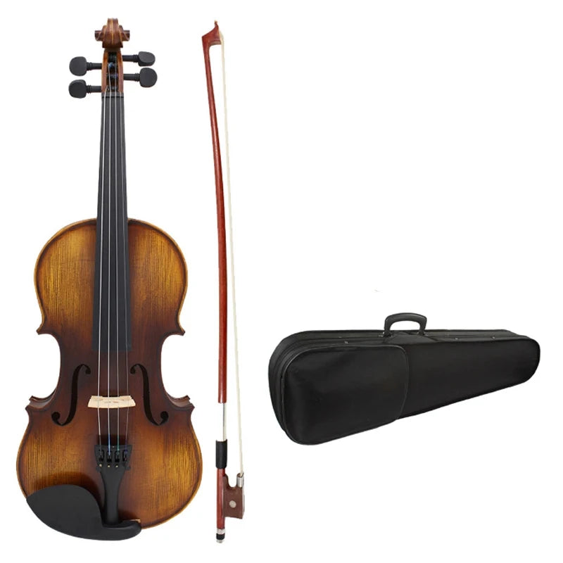 4/4 1/8 Natural Acoustic Violin Retro Style Fiddle with Case & Bow Musical Instrument Accessories