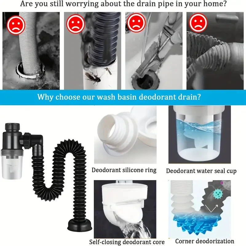 1PC Washbasin Drain Pipe Insect Proof Odor Proof Blockage Proof And Leak Proof Water Dispenser Washbasin Drainage Pipe