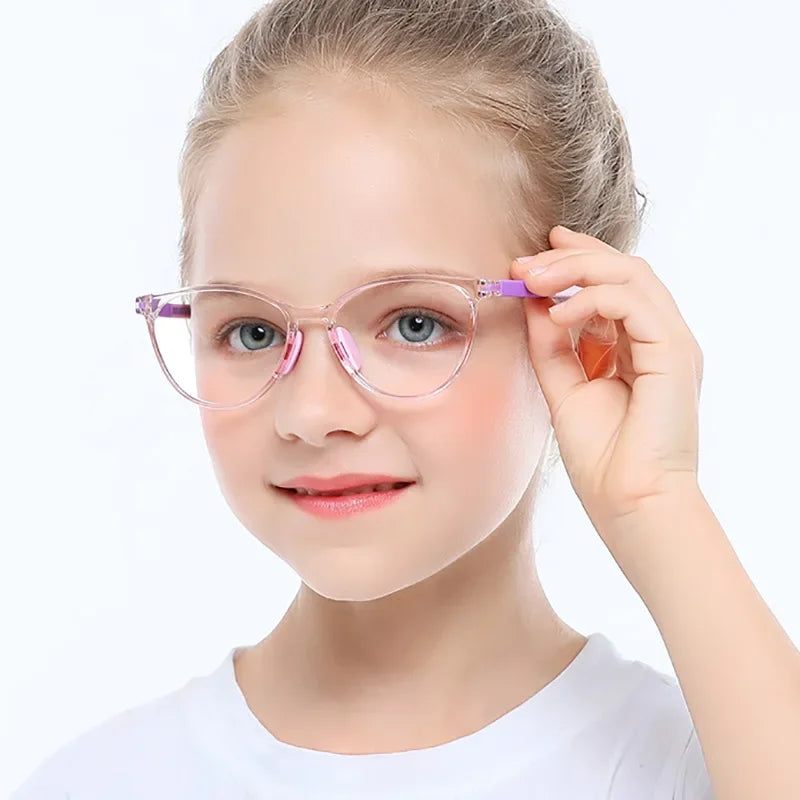 Blue Light Blocking Glasses for Kids Computer Glasses TR90 Frame Clear Lens Girl Boy Video Gaming Children Safety Eyewear