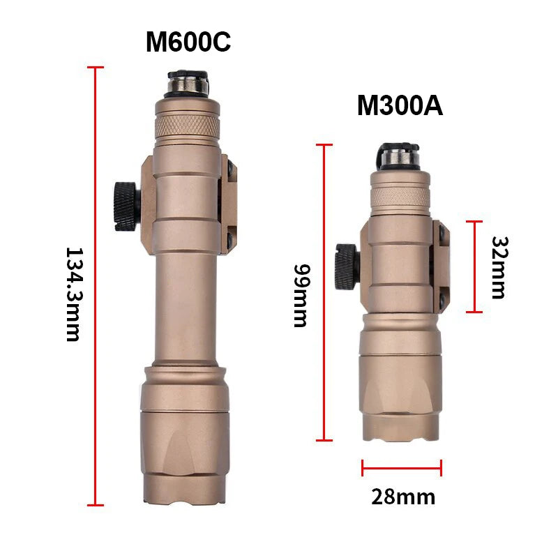 مصباح كشفي تكتيكي من WADSN Airsoft Surefir M600C M600 M300 AR15 لسلاح البندقية ومصباح صيد LED كشاف SF M300A