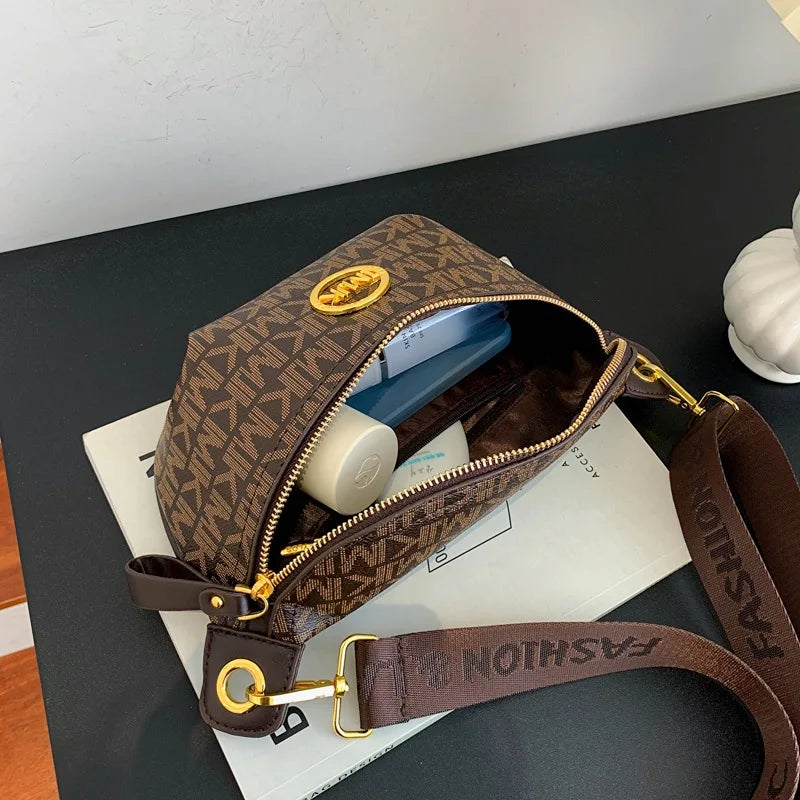 Vintage Shoulder Bag Women'S Printed Letter Crossbody Chest Bag With Adjustable Strap Designer Luxury Soft Leather Waist Packs