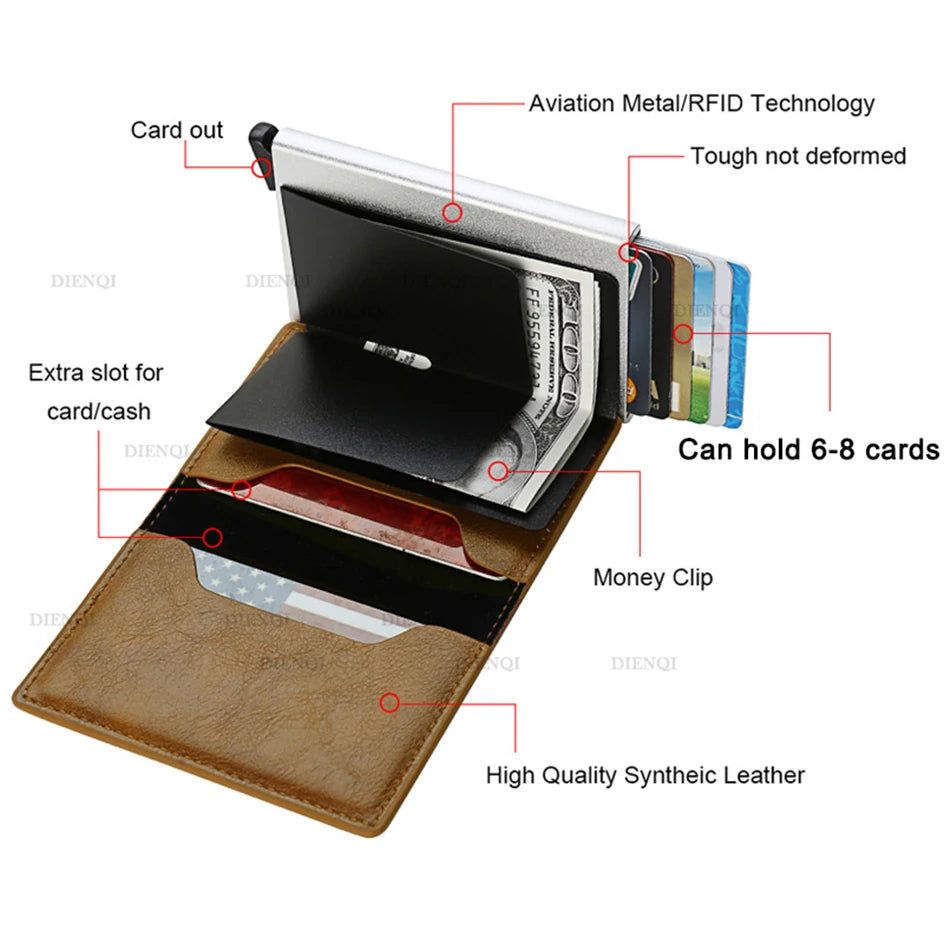 Anti Thief Rfid Credit Card Holder Smart Minimalist Wallet Pocket Men Women Slim Cardholder Bank Cash Creditcard Case Bag Purse