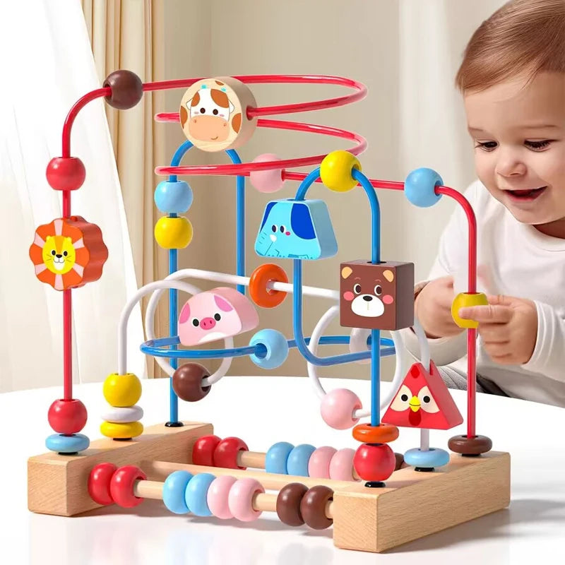 Montessori Toys Baby Wooden Roller Coaster Bead Maze Toddler Early Learning Educational Puzzle Math Toy for Children 1 2 3 Years