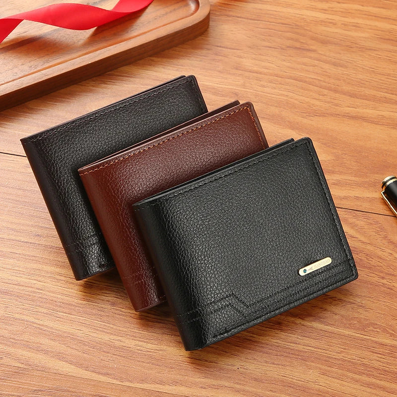 Men’S Pu Leather Wallets Coin Bags Small Money Purses Dollar Slim Large Capacity Male Multifunctional Casual Wallet Card Holders