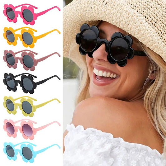 New Trendy Sunflower Sunglasses for Women Retro Round Flower Sun Glasses Fun Novel Disco/Festival/Party Shades for Adults