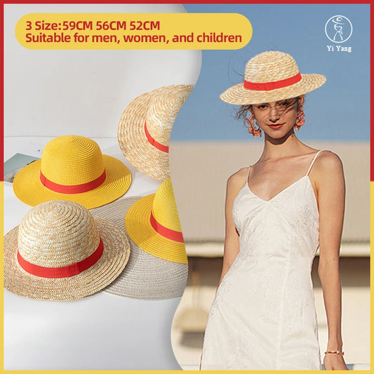 2024 Luffy Straw Hat Anime Cartoon Cosplay Caps Accessories Summer Sun Hat Sunshade Parent-Child Hat Luffy Hat for Women Men