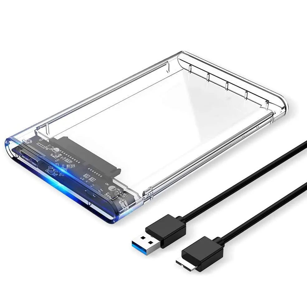 علبة محرك أقراص صلبة خارجية USB 3.0 مقاس 2.5 بوصة SATA إلى USB3.0 UASP شفافة محمولة لمحرك الأقراص الصلبة سعة 2 تيرابايت بدون أدوات