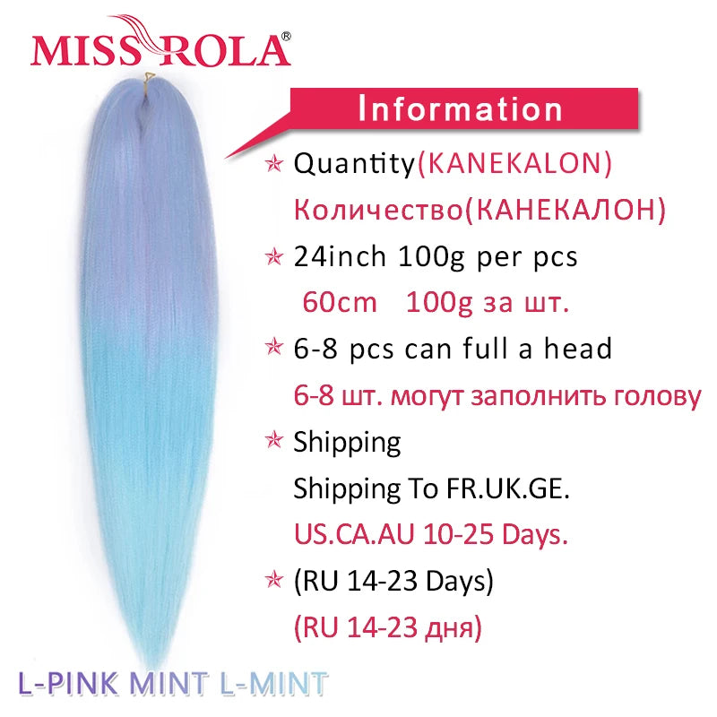 Miss Rola Synthetic Wholesale Bulk 5 Pieces 24 Inch 100g Stretched Jumbo Braiding Hair Kanekalon Pink Twist Braid Hair Extension