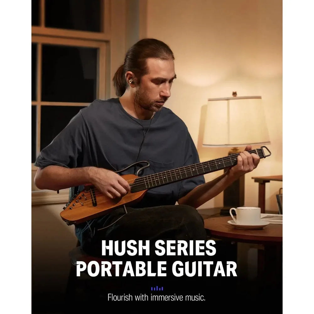 Donner Travel Guitar, HUSH-I Headless Silent Guitar, Removable Frames Ultra Light Acoustic Electric Hush I Guitar