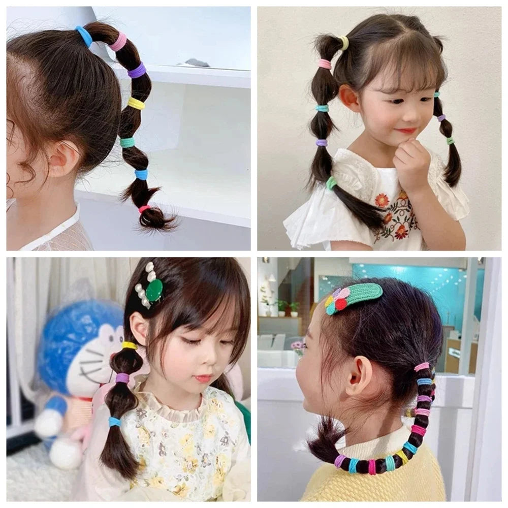 20/50/100 قطعة العلاقات الشعر الملونة الأساسية النايلون للفتيات ذيل حصان عقد Scrunchie شريط مطاطي الاطفال إكسسوارات الشعر الأساسية