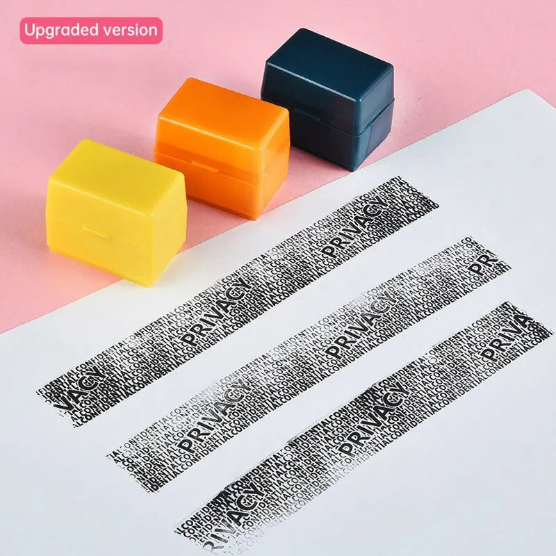 2Pcs Privacy Smear Confidentiality Stamp Identification Seal Sensitive Information Masking Seal Portable Self-Inking Identity