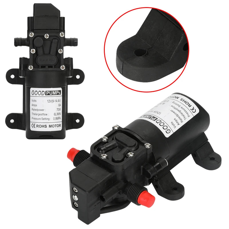 1pcs Automatic Flow Switch 6L/Min DC12V 70W 130PSI AUTO Diaphragm Water Pump Small Safe High Pressure Self Priming Pumps