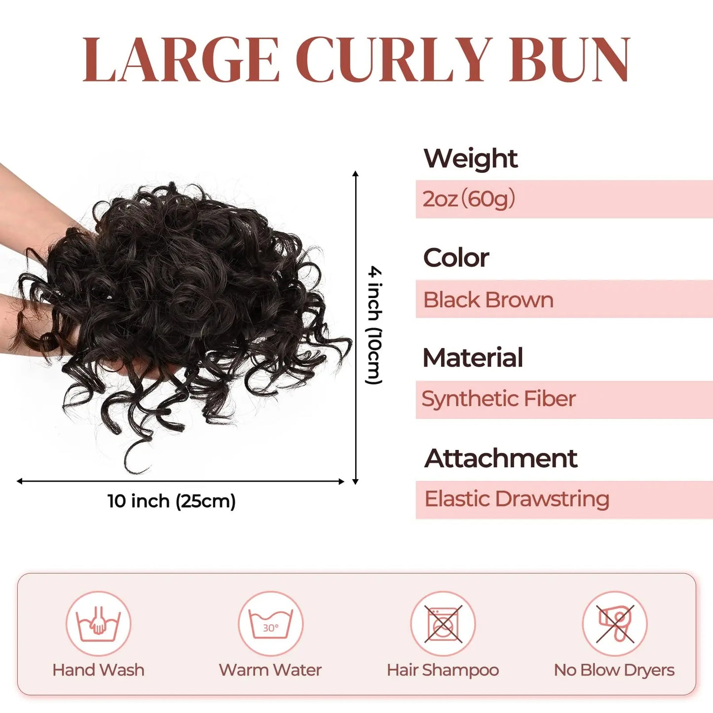 Synthetic Messy Bun Hair Piece 60g Elastic Drawstring Loose Wave Curly Hair Buns Hair Piece Extensions For Women Dark Brown