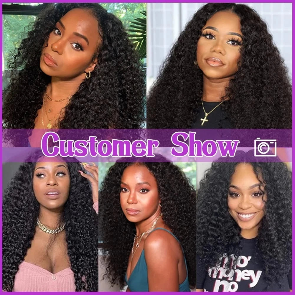 Sleek U Part Kinky Curly Human Hair Wig Brazilian Curly Hair Machine Made Natural Color For Black Women Remy Hair Glueless Wig