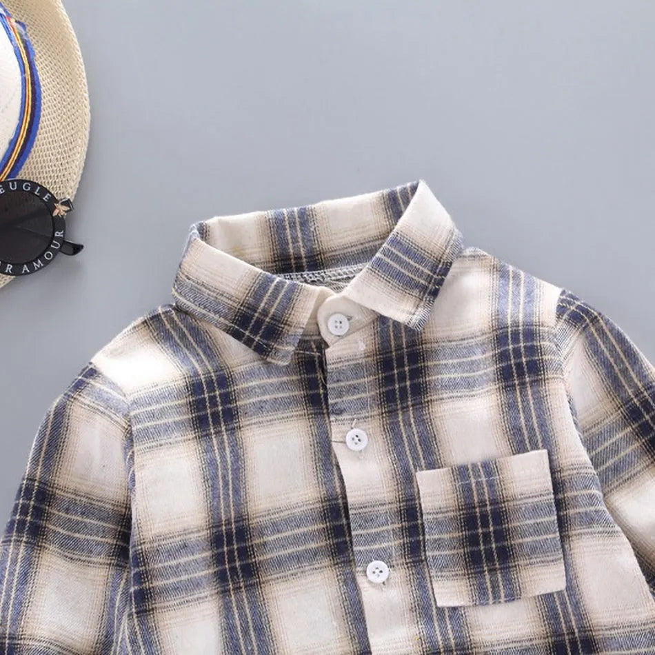 2024 Korean Fashion Children Tops Boys Buffalo Plaid Flannel Shirt Baby Casual Shirt Outerwear Clothes Autumn Girls Blouses 0-5T