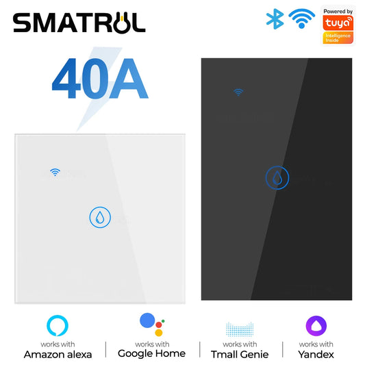 سخان مياه ذكي يعمل بالواي فاي بقوة 40 أمبير من Tuya مزود بمفتاح لمس ومكيف هواء وتوقيت الإضاءة في الاتحاد الأوروبي والولايات المتحدة والبرازيل وتطبيق الحائط لـ Alexa وGoogle Home