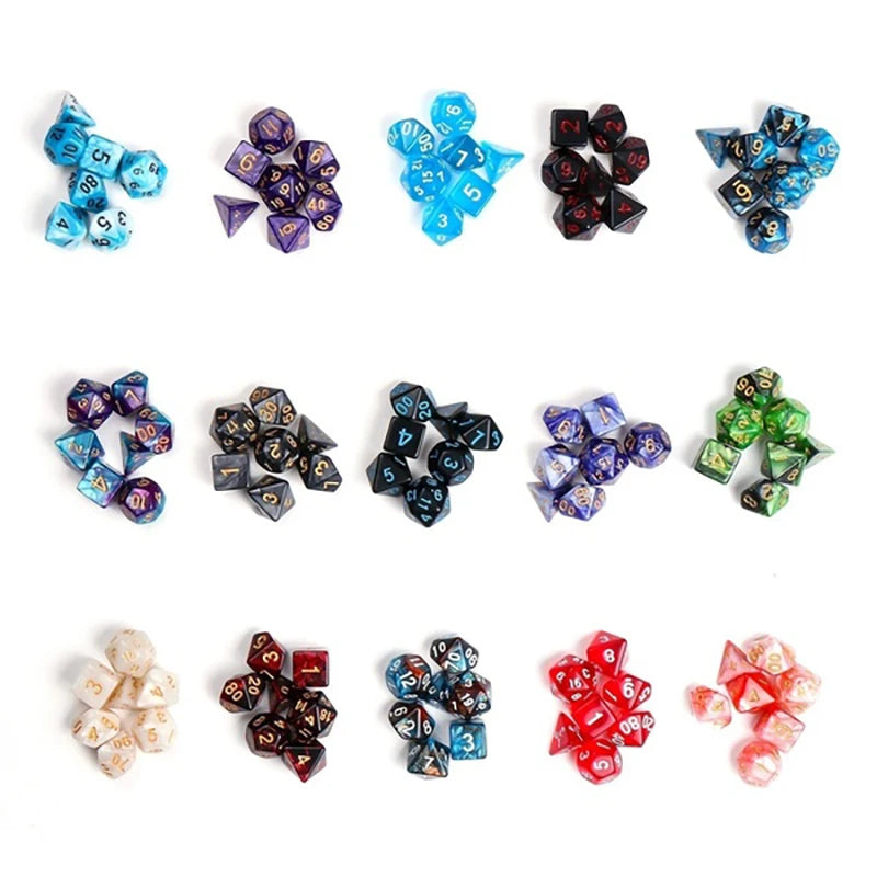 140/105/70/42/21Pcs Multicolour Dice Set Random Color Polyhedral RPG DND Role Playing Dragons Board Game Multiple Dice with Bags