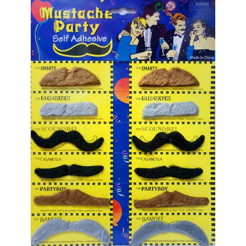 Kids Adult Masquerade Party Funny Costume Halloween Cosplay Fake Beard Photobooth Props 12PCS Funny Fake Mustache Sticker