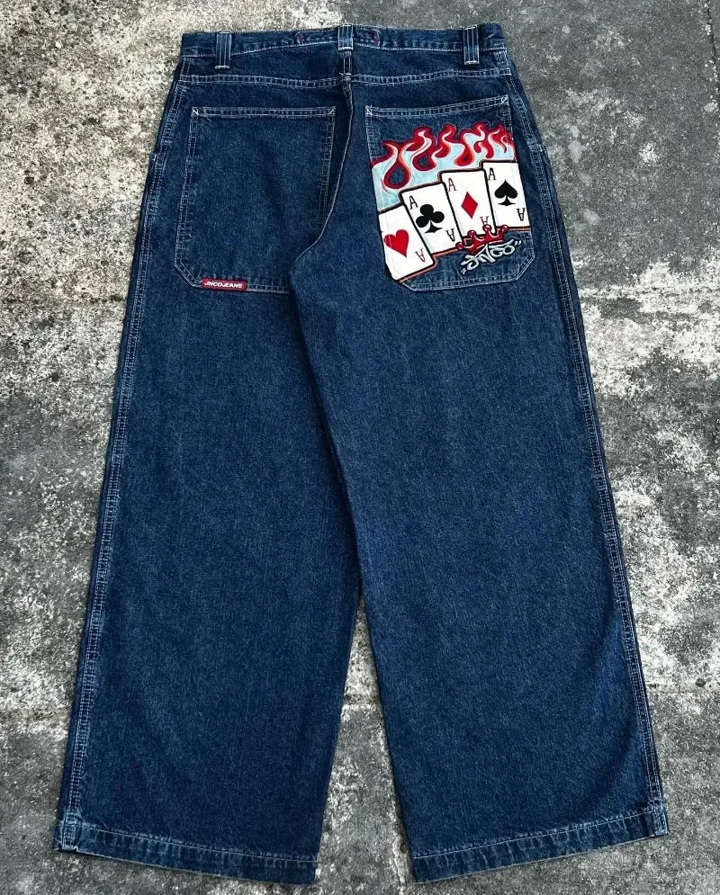 JNCO Y2K Мешковатые джинсы мужские винтажные джинсы высокого качества с вышивкой в ​​стиле хип-хоп уличная одежда Harajuku мужчины женщины повседневные широкие джинсы