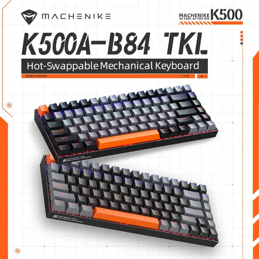 Механическая клавиатура Machenike K500A-B84 75% TKL с возможностью горячей замены, проводная игровая клавиатура с 6-цветной подсветкой, 84 клавиши для ПК-геймеров и ноутбуков