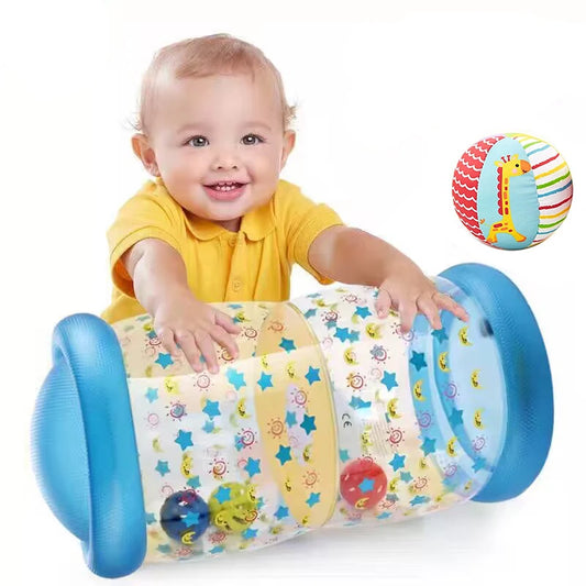 Inflatable Baby Crawling Roller Toy with Rattle and Ball PVC Early Educational Toy Early Development Fitness Toys For Children