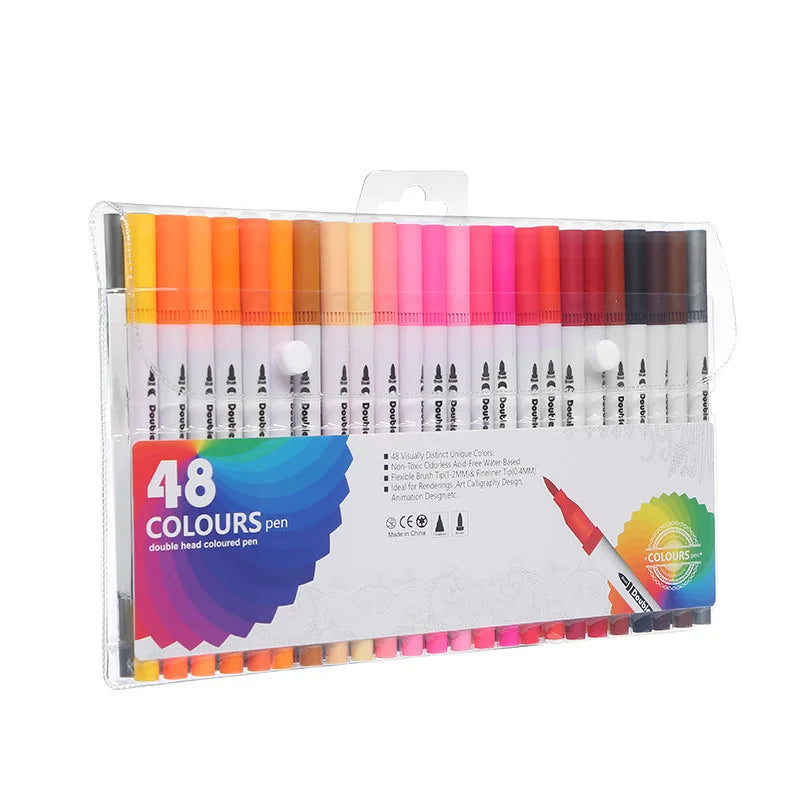 12-100 PCS Colored Art Marker Sketching Manga Markers Drawing Set Double head Watercolor Paint Brush Pen Supplies Stationery